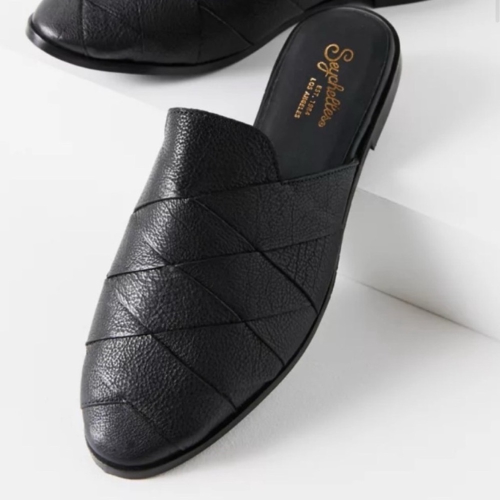 Survival Black Leather Slip-On Mules
